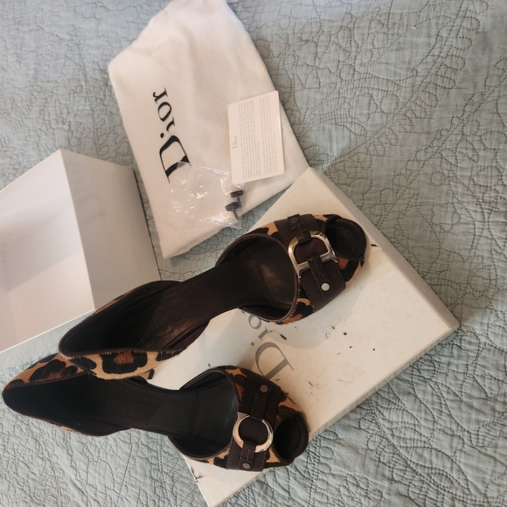 RARE! Archival Dior 2004 Galliano Leopard Pony Hair Dog-Tag Heels